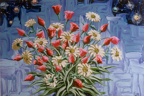 Still Life with Tulips and Daisies de Gregory Horndeski, Pintura a la venta en Singulart
