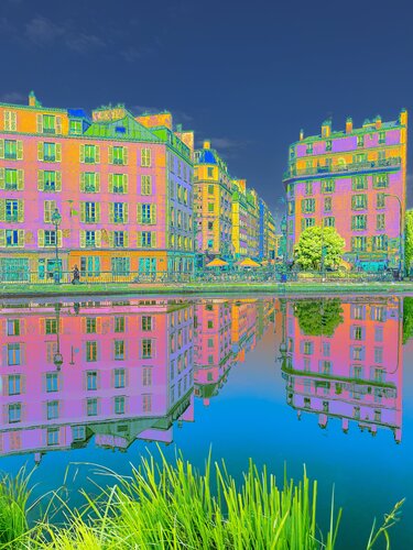 Bleus sur le canal di CHRISTIAN GOETGHEBEUR, Fotografia in vendita su Singulart