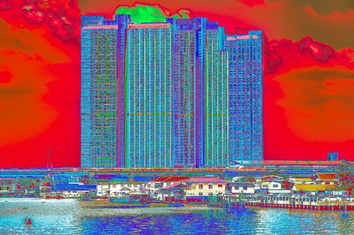 Contraste urbains sur le Chao Praha Bangkok CHRISTIAN GOETGHEBEUR