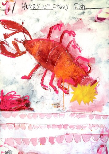Hurry up crazy fish van Christiane Lohrig, Schilderij te koop op Singulart