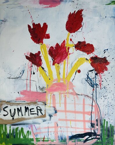 red tulips van Christiane Lohrig, Schilderij te koop op Singulart