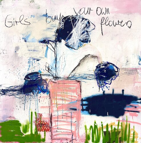 girls buy your own flowers van Christiane Lohrig, Schilderij te koop op Singulart