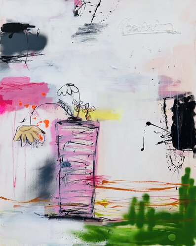 drunken flowers de Christiane Lohrig, Pintura a la venta en Singulart