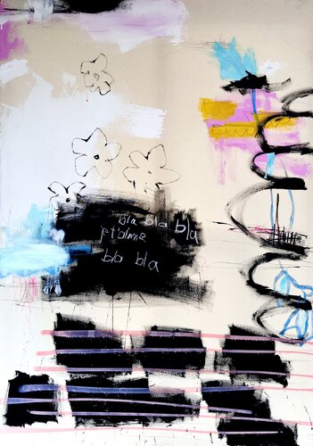 bla, bal, bla je t'aime bla bla di Christiane Lohrig, Pittura in vendita su Singulart