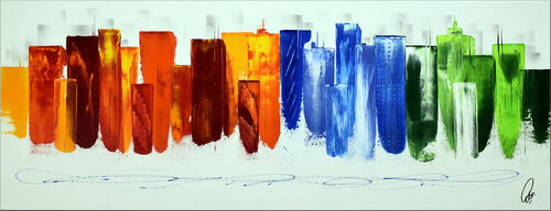 " Rainbow City " di Edelgard Schroer, Pittura in vendita su Singulart