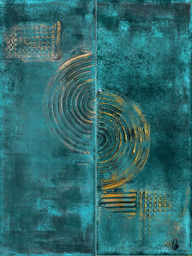 "Asymmetrical"  2 x 30 x 80 x 4 cm van Edelgard Schroer, Schilderij te koop op Singulart
