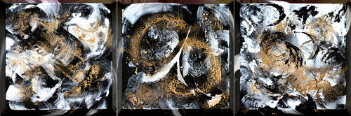 Golden Pulse - 3 x 30 x 30 x 4 cm by Edelgard Schroer, Painting for Sale on Singulart