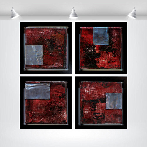 Metallic Echoes 4 x 25 x 25 x 4,5 par Edelgard Schroer, Peinture en vente sur Singulart