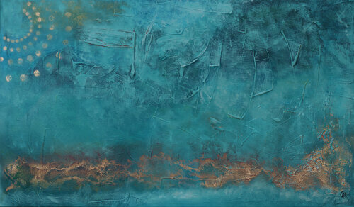 Golden Calligraphy Sky van Edelgard Schroer, Schilderij te koop op Singulart