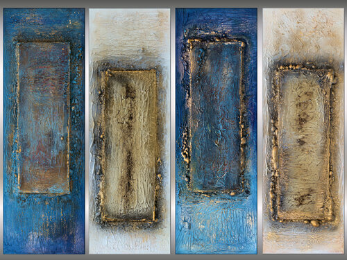 Golden Traces – Four Panels von Edelgard Schroer, Malerei kaufen auf Singulart
