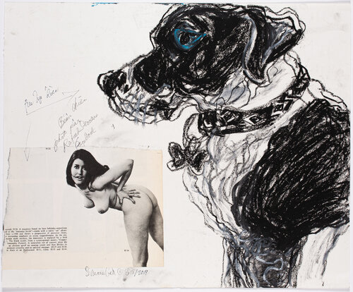Beau Chien Avec Rafael Et Pinup by Simone Gad, 紙の作品 for Sale on Singulart