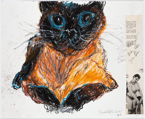 Beau Chat Du Doris Bean Avec Pinup par Simone Gad, Œuvre sur papier en vente sur Singulart