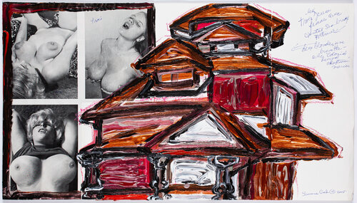 Pinup Blondes Avec Facade San Francisco Victorian Rose/Brun/Blanc par Simone Gad, Œuvre sur papier en vente sur Singulart