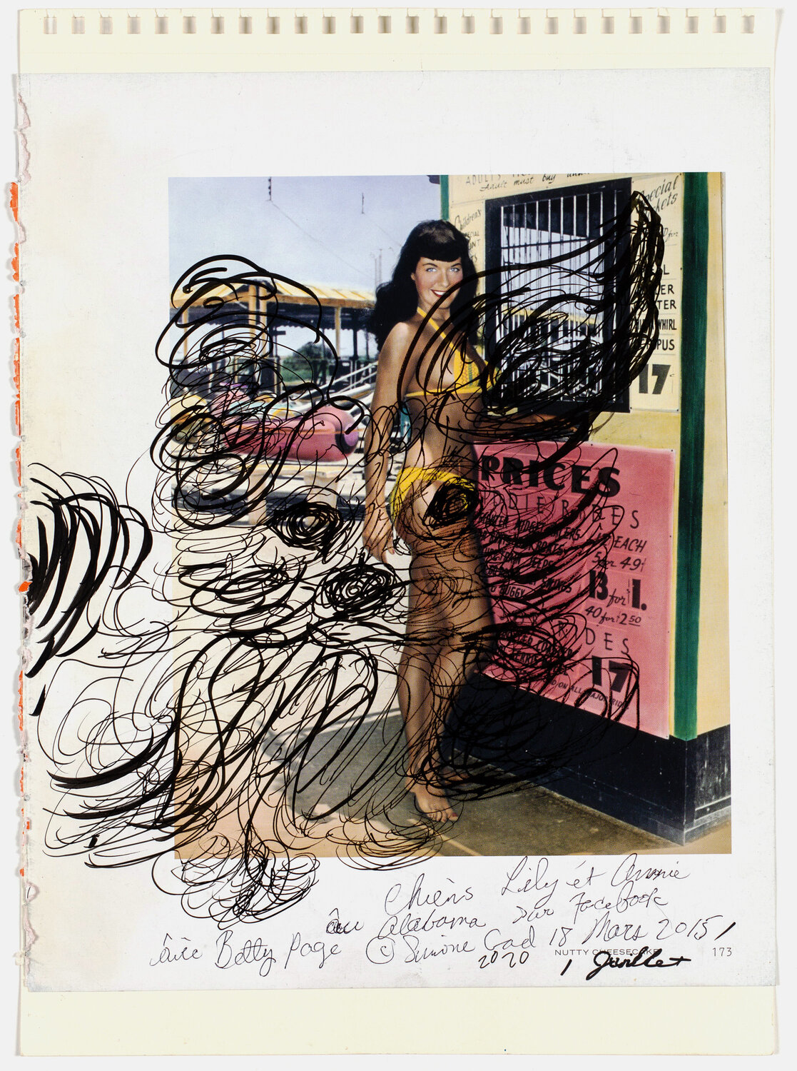 Chien Lily Avec Betty Page Simone Gad Opera su carta in vendita