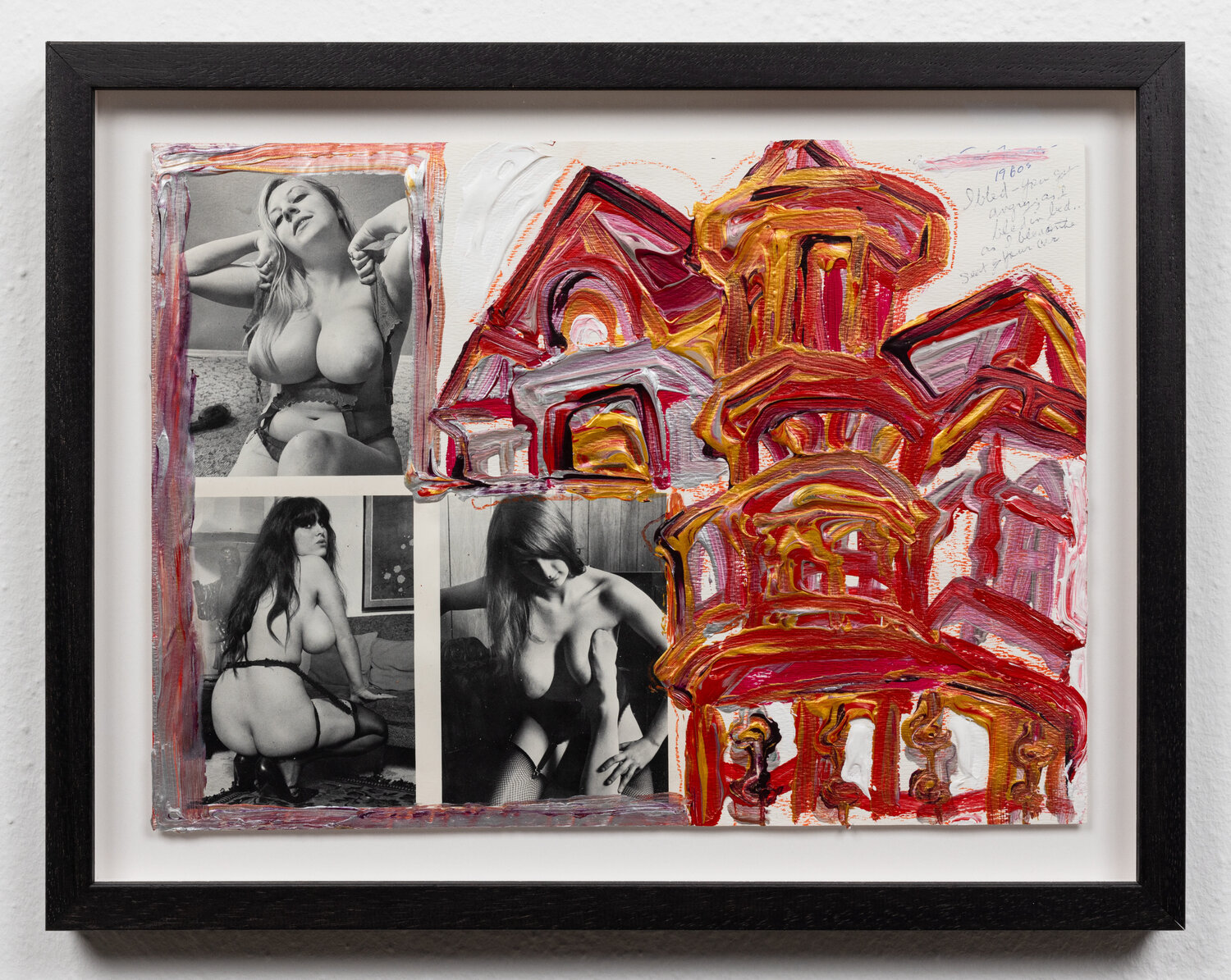 Trois Pinups Avec Facade Rouge Simone Gad Peinture originale à vendre