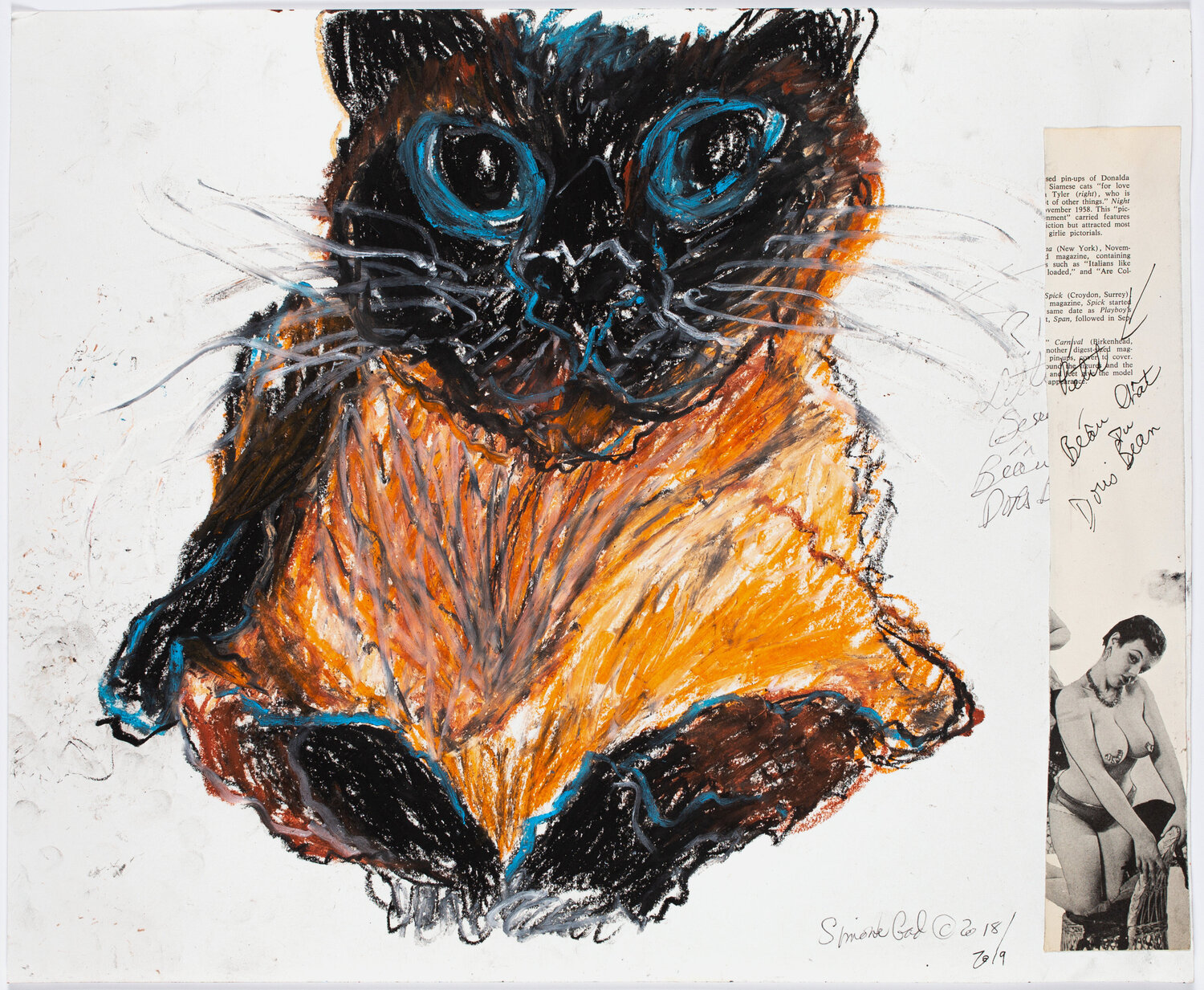 Beau Chat Du Doris Bean Avec Pinup Simone Gad Werk auf Papier zu verkaufen