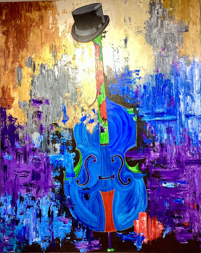 Top Hat, Brass and Blues von Katharine Owens, Malerei kaufen auf Singulart