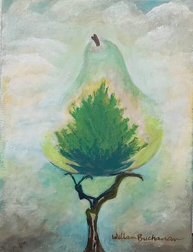 Meditation - Still Life with Pear  di William Buchanan, Pittura in vendita su Singulart