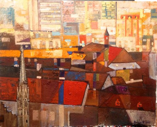 old town par Vladislava Yakovenko, Peinture en vente sur Singulart