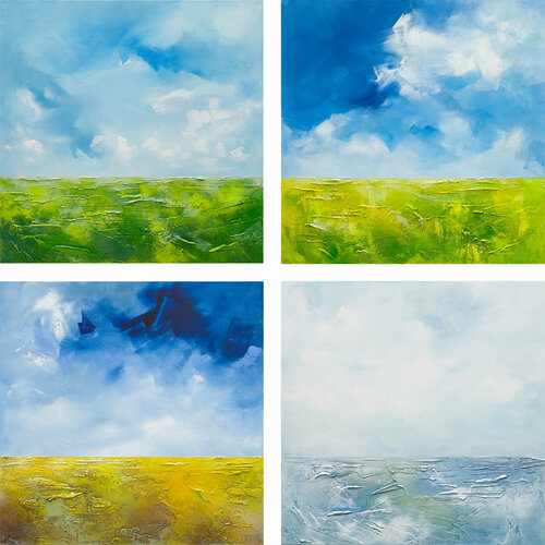 Four Seasons set of landscapes par Agnieszka Potocka-Makoś, Peinture en vente sur Singulart
