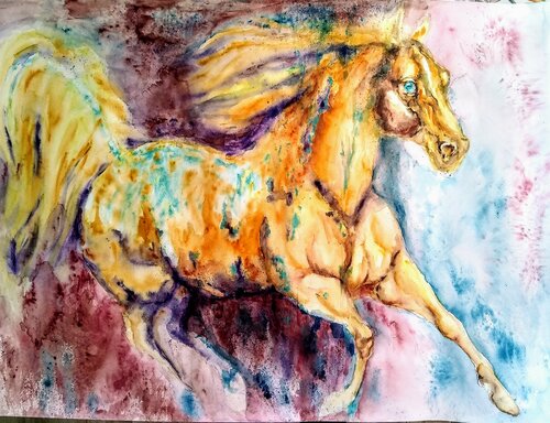 Horse running di Daniela Vasileva, Opera su carta in vendita su Singulart