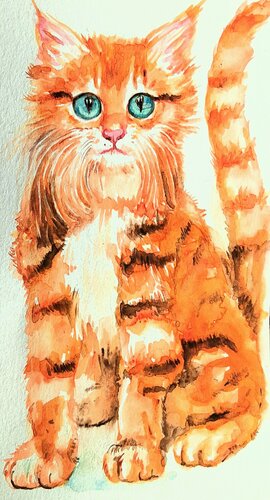 Orange kitty di Daniela Vasileva, Opera su carta in vendita su Singulart