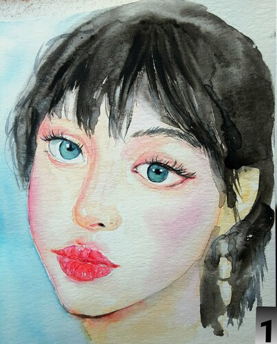 Female face, girl portrait von Daniela Vasileva, Werk auf Papier kaufen auf Singulart