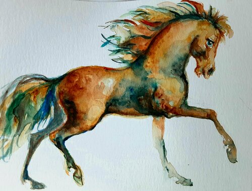 Horse running par Daniela Vasileva, Œuvre sur papier en vente sur Singulart