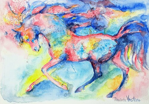 Colorful Horse by Daniela Vasileva, Work on Paper for Sale on Singulart