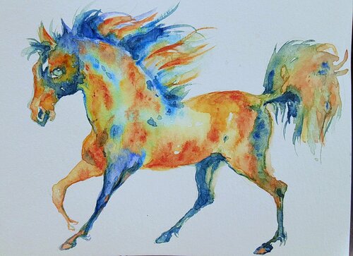 Blue Horse running Daniela Vasileva