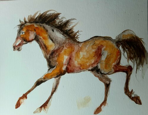 Horse running par Daniela Vasileva, Œuvre sur papier en vente sur Singulart