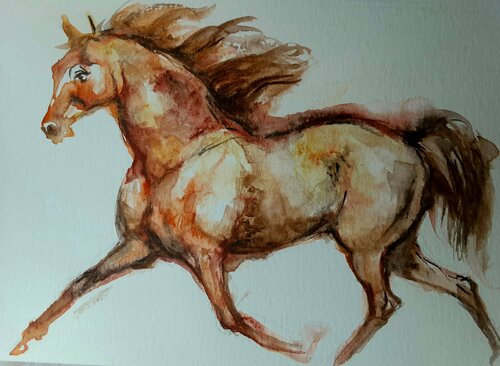 Horse running par Daniela Vasileva, Œuvre sur papier en vente sur Singulart