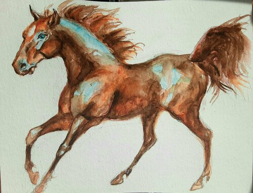 Colorful Horse par Daniela Vasileva, Œuvre sur papier en vente sur Singulart