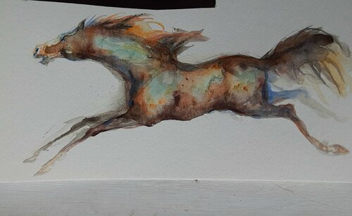 Stallion running par Daniela Vasileva, Œuvre sur papier en vente sur Singulart