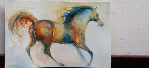Blue Horse running 2 par Daniela Vasileva, Œuvre sur papier en vente sur Singulart