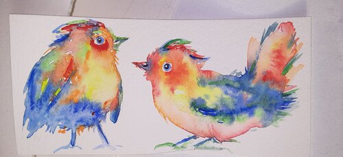Birds painting par Daniela Vasileva, Œuvre sur papier en vente sur Singulart