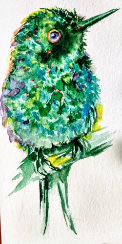 Colorful hummingbird by Daniela Vasileva, 종이 for Sale on Singulart