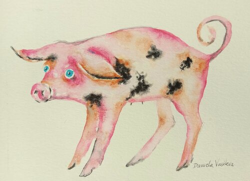 Pig painting par Daniela Vasileva, Peinture en vente sur Singulart