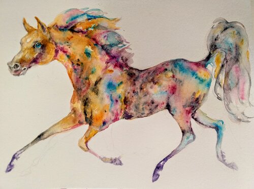 Arabian horse running by Daniela Vasileva, 종이 for Sale on Singulart