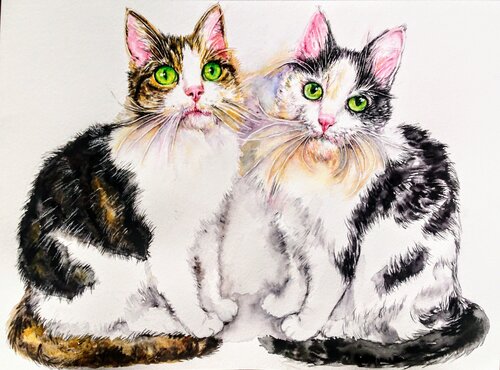 Two cats brothers par Daniela Vasileva, Peinture en vente sur Singulart