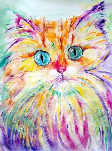 Colorful Persian cat von Daniela Vasileva, Malerei kaufen auf Singulart