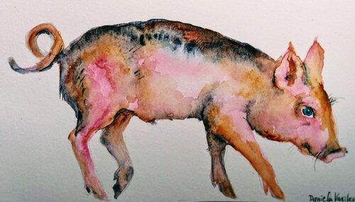 Lucky pink piglet 7 von Daniela Vasileva, Malerei kaufen auf Singulart