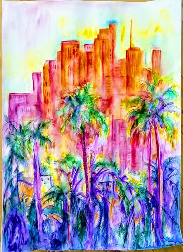 Los Angeles morning glow von Daniela Vasileva, Malerei kaufen auf Singulart