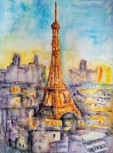 Paris Eiffel Tower morning glow von Daniela Vasileva, Malerei kaufen auf Singulart