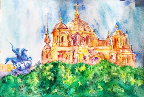 Berlin cathedral  in spring van Daniela Vasileva, Schilderij te koop op Singulart