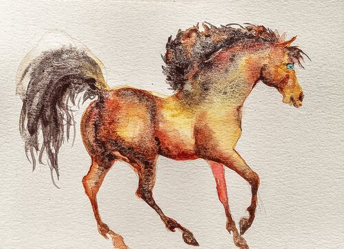 Golden stallion running Daniela Vasileva