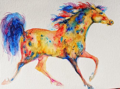 Appaloosa horse running art di Daniela Vasileva, Pittura in vendita su Singulart