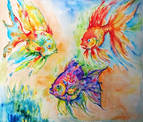 Colorful tropical fish di Daniela Vasileva, Pittura in vendita su Singulart