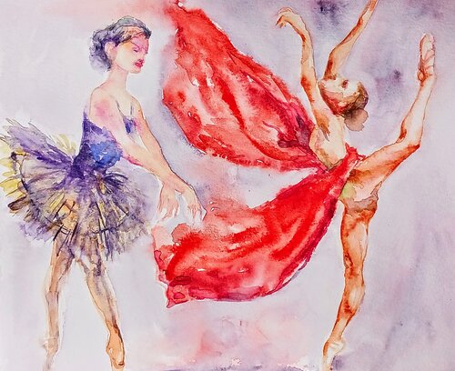 Ballet dancers par Daniela Vasileva, Peinture en vente sur Singulart