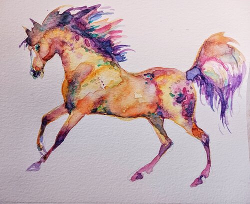 Horse running art di Daniela Vasileva, Opera su carta in vendita su Singulart